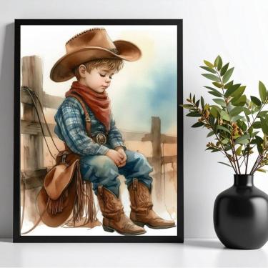Imagem de Quadro Decorativo Infantil Country Cowboy 45x34cm - com vidro