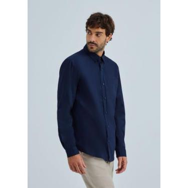 Imagem de Camisa Básica Masculina Manga Longa Slim - Hering, XG, Azul