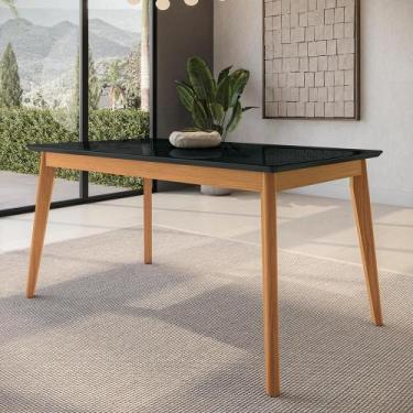 Imagem de Mesa de Jantar em Madeira Maciça Kappesberg Canela/Preto Fosco 160cm