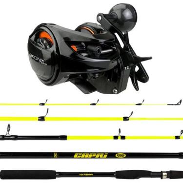 Imagem de Kit Pesca Carretilha Maruri Bronx 300P Vara HG Capri 2,10m Ideal Para 