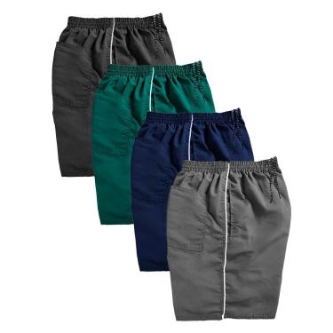 Imagem de Kit 4 Short Tactel Masculino 3 Bolsos Futebol Academia Musculação 1 Listra-Masculino