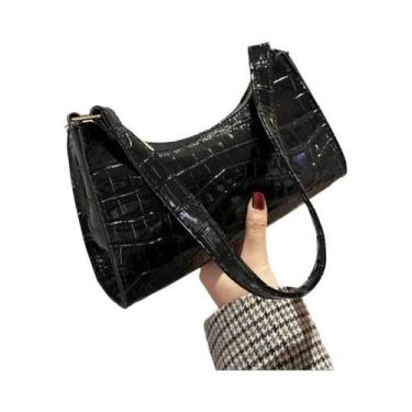 Imagem de Bolsa Feminina Retrô Pequena - Estilo Jacaré em PU - Bolsa de Ombro e 