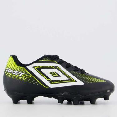 Imagem de Chuteira Umbro Fast II Campo Juvenil Preta e Verde, 28