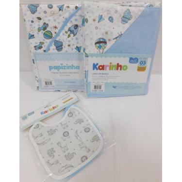 Imagem de Kit Enxoval Papi Bebê Menino Jogo Berço Toalha Babador Rf 71