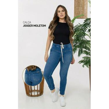 Imagem de Calça Feminina Jogger Jeans Moletom - BY UNNA, 42