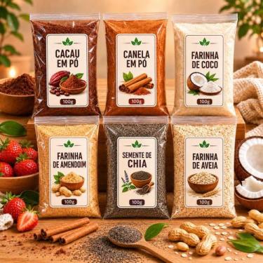 Imagem de Kit Shake Fit Cremoso 6 itens 100g Farinha de Amendoim Cacau em Pó Far