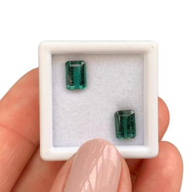 Imagem de Turmalina Azul Baguete Retangular Par 2,60ct - ENE2ESE Gemstone Colore