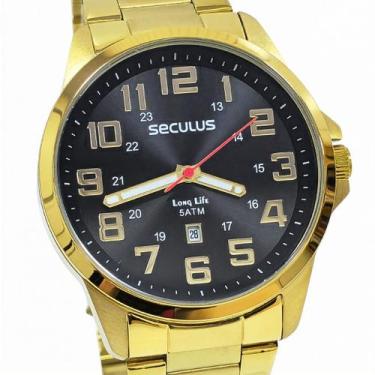 Imagem de Relógio Seculus Masculino Analógico Dourado Long Life 20807GPSVDA2, Do