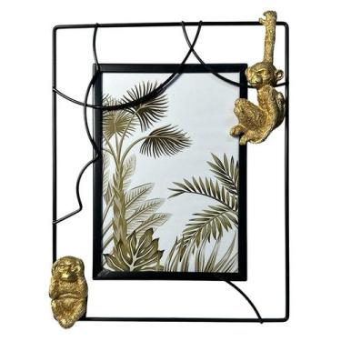 Imagem de Porta-retrato em ferro com adorno de macaco, ideal para fotos no taman