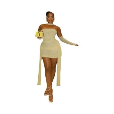 Imagem de Vestido Feminino Sexy Transparente Com Drapeado E Xale Para Festa, Bal