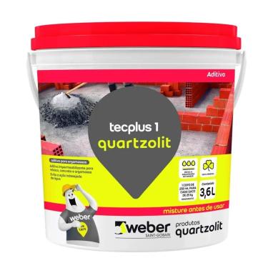 Imagem de Aditivo para Concretos e Argamassa Tecplus 1 Impermeabilizante Resina Acrílica Branco Quartzolit 3,6L
