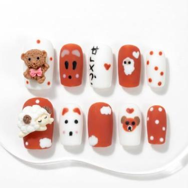Imagem de Unhas Postiças Sun&Beam Artesanais Curtas Quadradas Foscas 10pcs - Sun