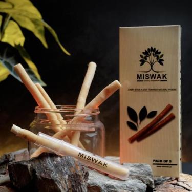 Imagem de Escova de Dentes MISWAK Peelu Madeira Pacote com 5 Palitos Naturais