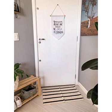 Imagem de Kit 2 Tapetes Piso Banheiro Algodão Tear 47x70 Jogo Durável (preto/crú)