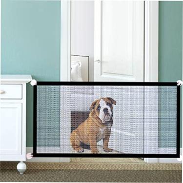Imagem de Kiboule Portão De Segurança Para Cães, Cerca De Malha Segura Para Animais De Estimação, Portão De Segurança Dobrável Portátil Para Bebês Instalar Em Qualquer Lugar 180 * 72 Cm 180X72Cm Preto