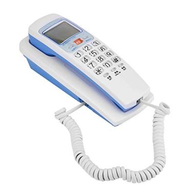Imagem de Telefone com cordão, FSK/DTMF ID de chamador telefone fixado na parede telefone com fio fixo mesa colocar telefone extensão fixa moda telefone para casa (branco)