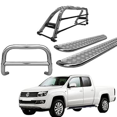 Imagem de Kit Quebra Mato+Estribo Chapa +Santo Antônio AMAROK CD Cromo