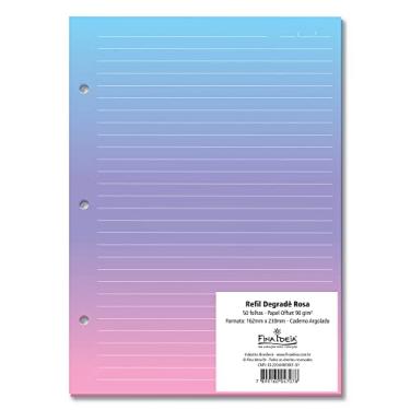 Imagem de REFIL DEGRADE ROSA PAUTAS BRANCAS CADERNO ARGOLADO FINA IDEIA