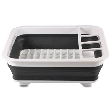 Imagem de Escorredor De Louça Retrátil para Prato Garfo Copo Talheres Panelas Pia Silicone Dobrável Cozinha (Cinza)