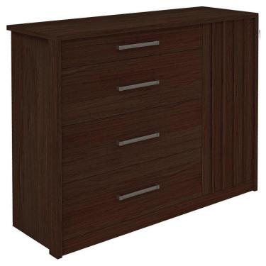 Imagem de Cômoda Sapateira 1 Porta 4 Gavetas Marrom Palacius Caemmun