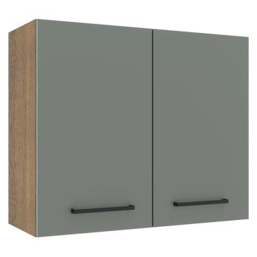 Imagem de Armário Aéreo Madesa Agata 80 cm 2 Portas - Rustic/Cinza