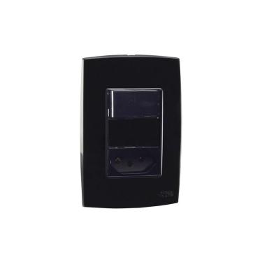 Imagem de Conjunto Interruptor Simples + Tomada 10A Placa 4X2 Distanciada Preto Force Line