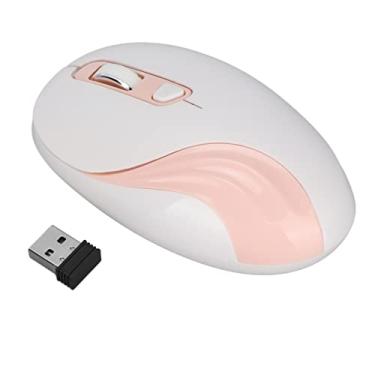 Imagem de Mouse sem fio, 2,4 G receptor sem fio e USB, 800/1200/1600/2000 DPI ajustável, 4 botões, mouse ergonômico para computador desktop, para jogos de escritório (rosa)