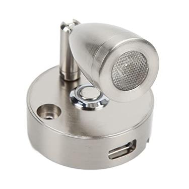 Imagem de Luz interior RV, 12-24V 3W interruptor de toque luminária de leitura de iluminação holofote USB de carregamento ajustável direção LED luz de leitura com 3 cores de iluminação para barco, campista van caravana (prata)