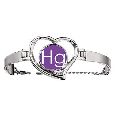 Imagem de N/A N/A Chestry Elements Tabela Período Transição Metais Hg Pulseira Coração Joia Fio Bangle, medium, metal