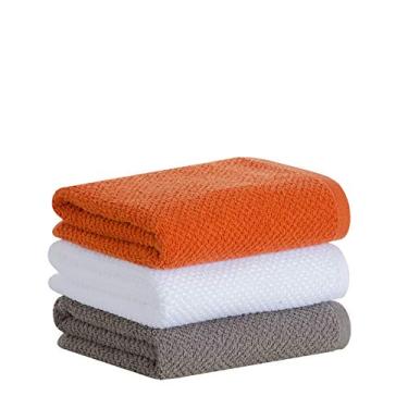 Imagem de Buddemeyer Jogo de Toalhas Gourmet Quadriculado Pano de Copa Branco/Marrom/Laranja 3 peças