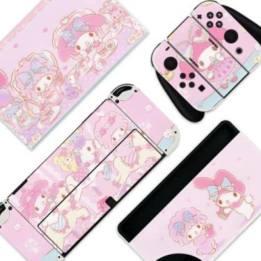 Imagem de BelugaDesign Hello Melody Skin | Cute Cutecore Kawaii Pink Pastel Anime Adesivo Decalque Embrulhado | Compatível com Nintendo Switch OLED Joycon Dock Console