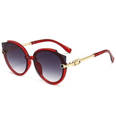 Imagem de Óculos de sol da moda vintage olho de gato redondo óculos de sol feminino versão metal sem aro gradiente óculos de sol luxo tons uv400, vermelho, outros