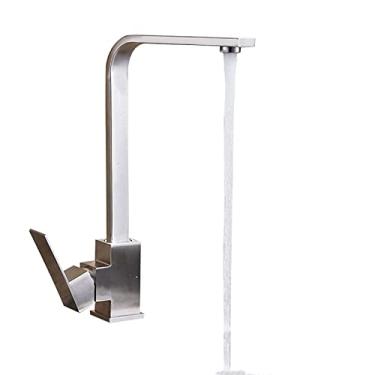 Imagem de Torneira de cozinha preta 360 graus de rotação quente e frio misturador guindaste montagem de convés único punho água macia, níquel, china