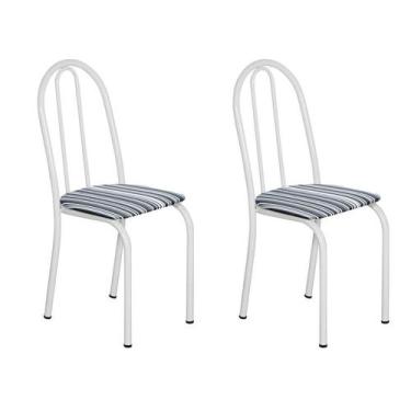 Imagem de Conjunto 2 Cadeiras Éos Branco E Preto Listrado - Artefamol