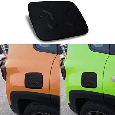 Imagem de Tampa de tanque de gás para porta de enchimento de combustível para Jeep Renegade 2015 2016 2017 2018 2019 2020 2021 acessórios externos de alumínio tampa de tampa de gás (preto)