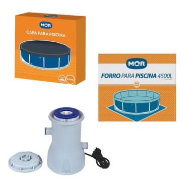 Imagem de Kit Filtro + Capa + Forro Para Piscina Redonda 4500 Litros - Mor