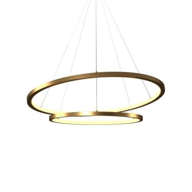 Imagem de Lustre Pendente Orluce Tabat OR1790 com 2 Aros 60/40cm Dourado Led Bivolt