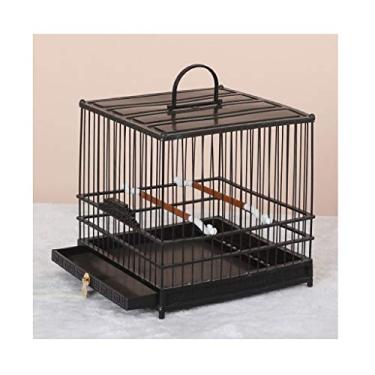 Imagem de KIZQYN Gaiolas de pássaro plástico gaiola de pássaro quadrada de plástico gaiola de pássaro ouro seda pérola gaiola de pássaro pequena gaiola de papagaio portátil gaiola de voo (Cor: A)