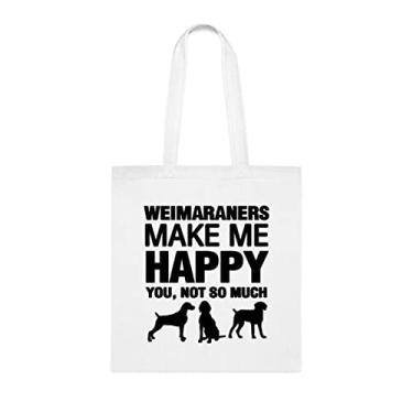 Imagem de Weimaraners Make Me Happy Tote bag, Weimaraners, presente para cachorro Weimaraners, aniversário de cachorro Weimaraners bolsa de ombro para cachorro Weimaraners, bolsa reutilizável para cães Weimaraners, Branco