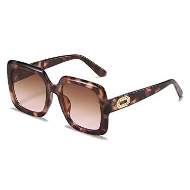 Imagem de Óculos de Sol Quadrado Moda Feminino Homens Gradientes Lente PC Moldura Metal Decoração Designer Vintage UV400, C4, Tamanho Único