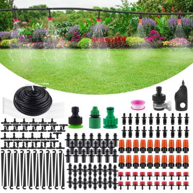 Imagem de Sistema de Micro Irrigação Automático Garden de 1,27 m, Kit de Acessórios de Rega de Escala de Distribuição em Branco de 1,27 cm Incluem Bico Atomizador Mister Dripper para Cama de Flores de Jardim, Pátio, Gramado...