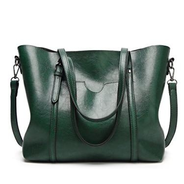 Imagem de Bolsa feminina de couro macio bolsa transversal de grande capacidade, Verde