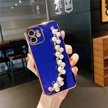 Imagem de Pulseira de pérolas chapeamento capa macia para iphone 13 12 pro max 11 xs x xr 7 8 plus mini se 2 glitter capa de silicone, b, para iphone 12 promax
