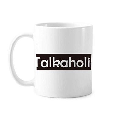 Imagem de Palavra elegante Talkaholic Art Deco presente caneca moderna cerâmica xícara de café porcelana louça