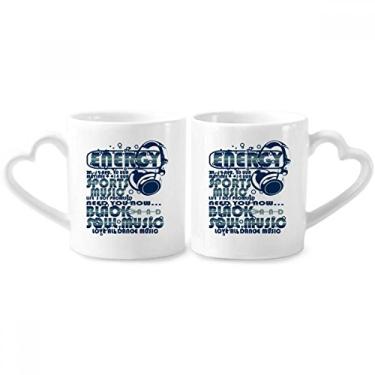Imagem de Conjunto de canecas de porcelana para casais com sons vitais musicais energéticos esportes coração alça