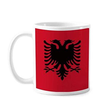 Imagem de Caneca de cerâmica com bandeira nacional da Albânia país da Europa cerâmica xícara de porcelana de café louça