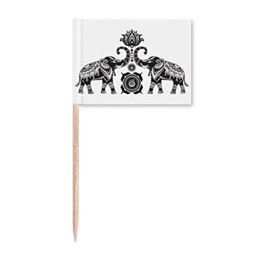 Imagem de Marcador de bandeira de palito de dente com desenho de elefante e dois amigos