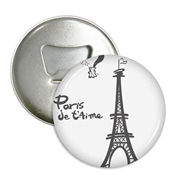 Imagem de Desenho de linha da Torre Eiffel Esboço de Paris Abridor de garrafas Imã de geladeira Emblema multifuncional