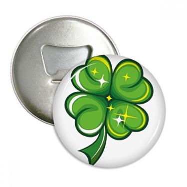 Imagem de Emblema multifuncional com ímã de geladeira de trevo de quatro folhas Ireland Dia de São Patrício