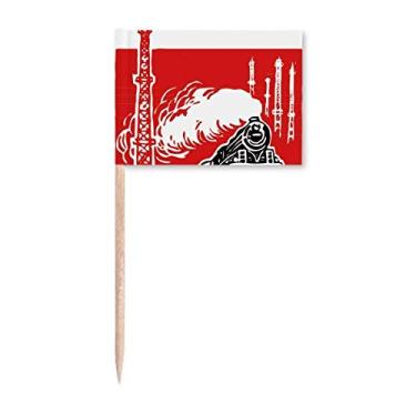 Imagem de China Train Tower Steam Red Toothpick Flags Marker Topper Party Decoration